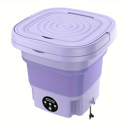 8L Foldable Portable Washing Machine 3 Deep Cleaning Modes, Soft Spin Dry For Underwear, Socks, Clothes, Towels