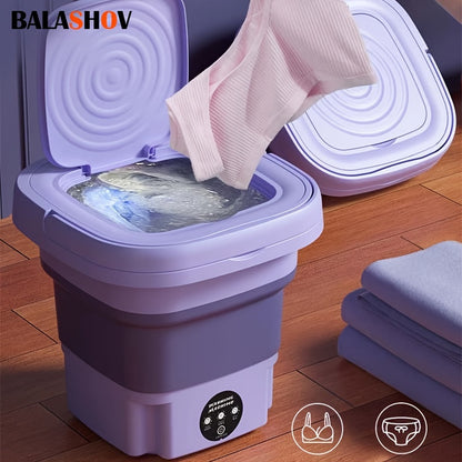 8L Foldable Portable Washing Machine 3 Deep Cleaning Modes, Soft Spin Dry For Underwear, Socks, Clothes, Towels