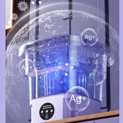 8L Foldable Portable Washing Machine 3 Deep Cleaning Modes, Soft Spin Dry For Underwear, Socks, Clothes, Towels