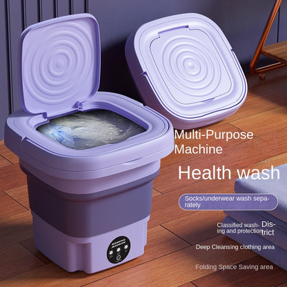 8L Foldable Portable Washing Machine 3 Deep Cleaning Modes, Soft Spin Dry For Underwear, Socks, Clothes, Towels