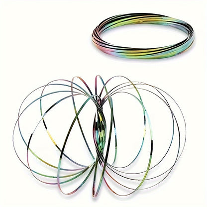 1pc Stainless Steel Firm Flow Ring Magic Bracelet Colourful Toy For Stress Relief Kinetic Science Educational Spring Ring Multi-Sensory Interactive Cool Party Dance Prop Gift For Friends Short Video