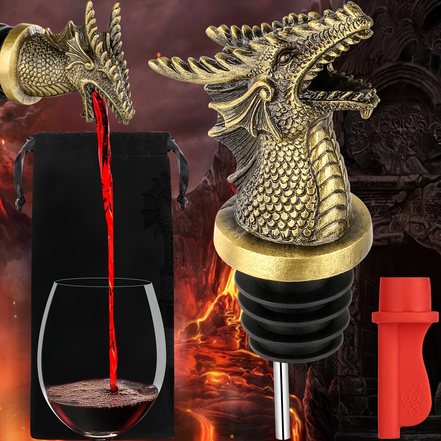 A Multifunctional Faucet Wine Pourer With A Velvet Bag, Spout, Wine Stopper, Interesting Faucet Wine Pourer, Cocktail Whiskey Wine Bottle Stopper, Kitchenware, Liquor Accessories.