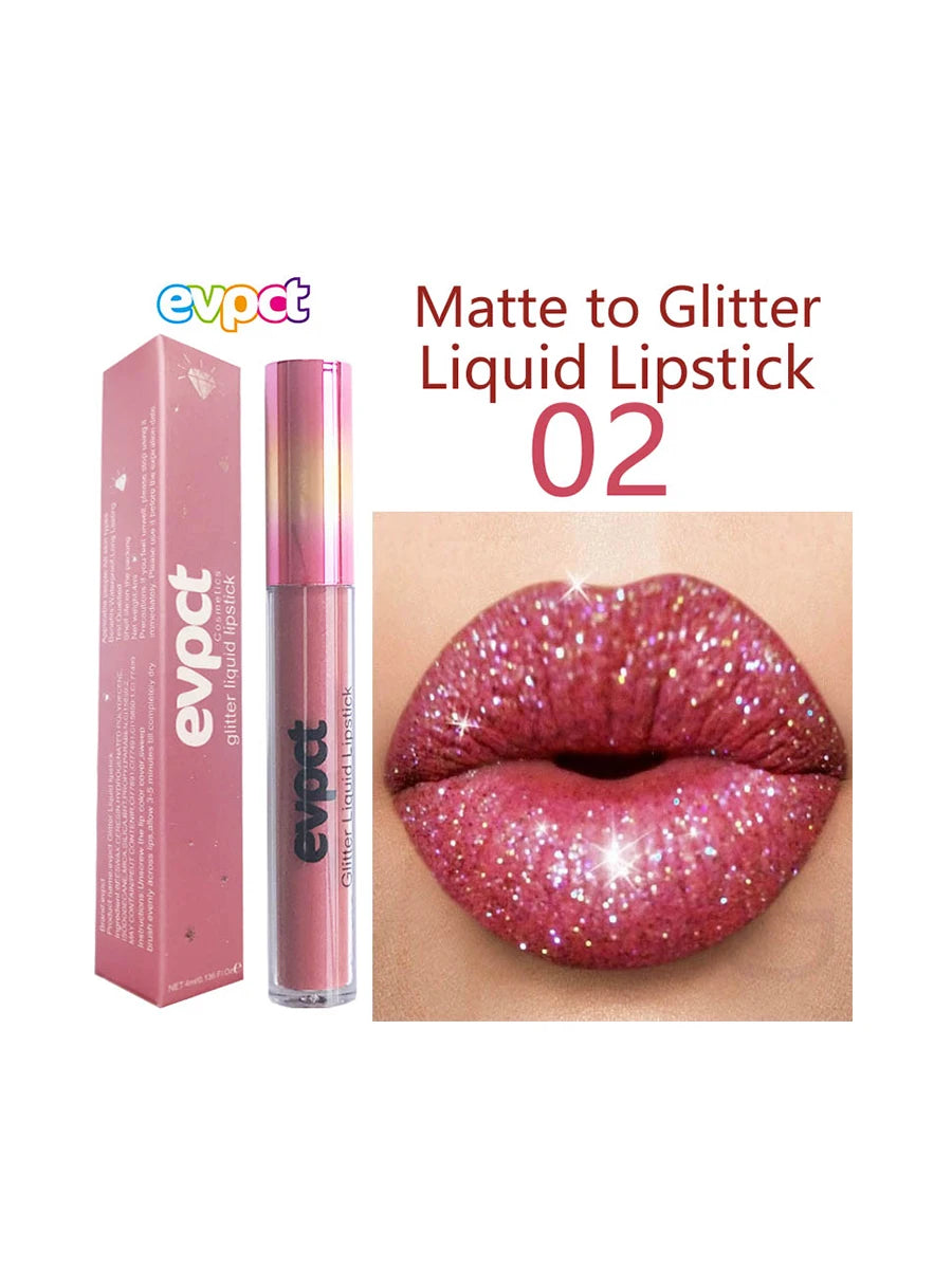 Wasserfester Lipgloss mit Diamantschimmer und Glitzer, 18 Farben