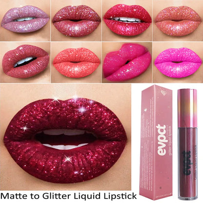 Wasserfester Lipgloss mit Diamantschimmer und Glitzer, 18 Farben