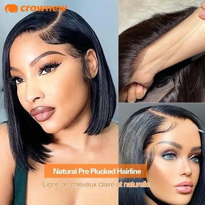 Crownew 13x4 Lace Front Wig – 100% Real Remy Brazilian Human Hair Bob Wig