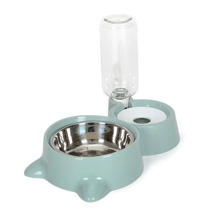 2-in-1 Cat Bowl with Automatic Water Dispenser