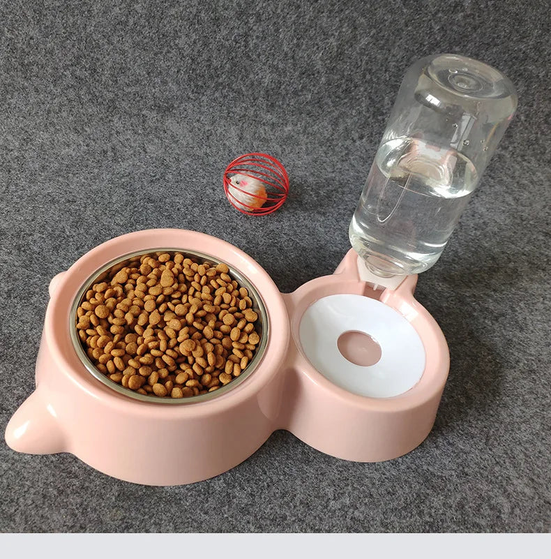 2-in-1 Cat Bowl with Automatic Water Dispenser