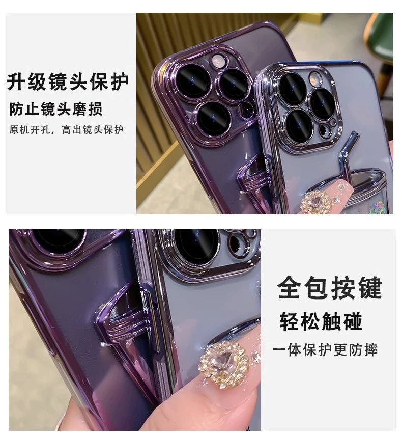 Glitzernde Milchteetasse Treibsandhülle für iPhone 13 14 15 Pro Max