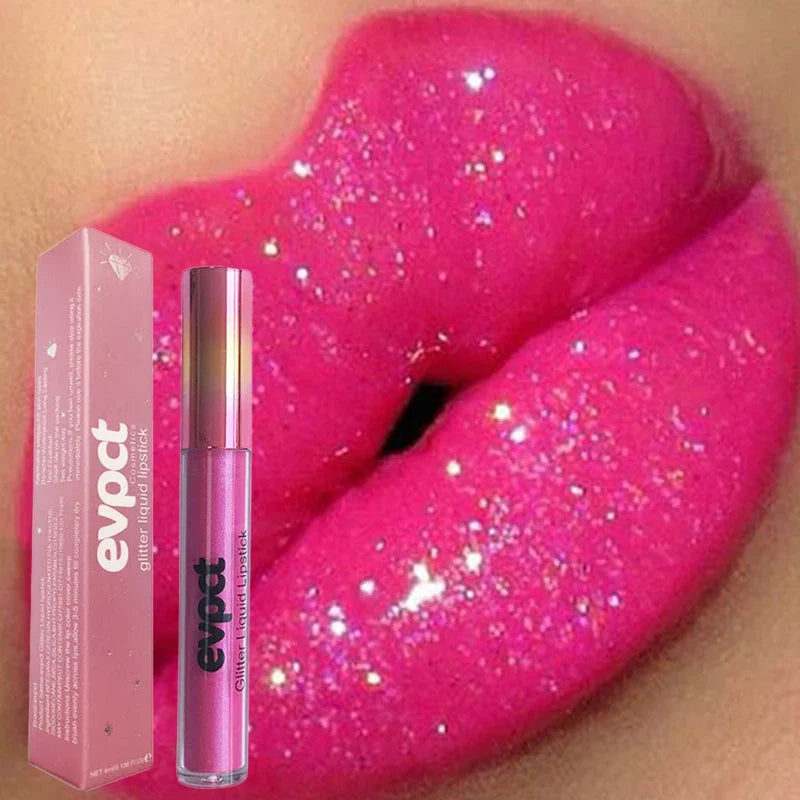 Wasserfester Lipgloss mit Diamantschimmer und Glitzer, 18 Farben