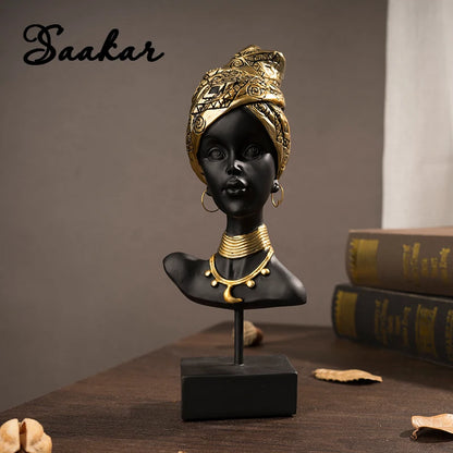 SAAKAR Schwarze Frauenfiguren aus Kunstharz, für Zuhause, Interieur, afrikanische exotische Ornamente, Schreibtischdekoration, Kunsthandwerk, Objekte, Damenfiguren