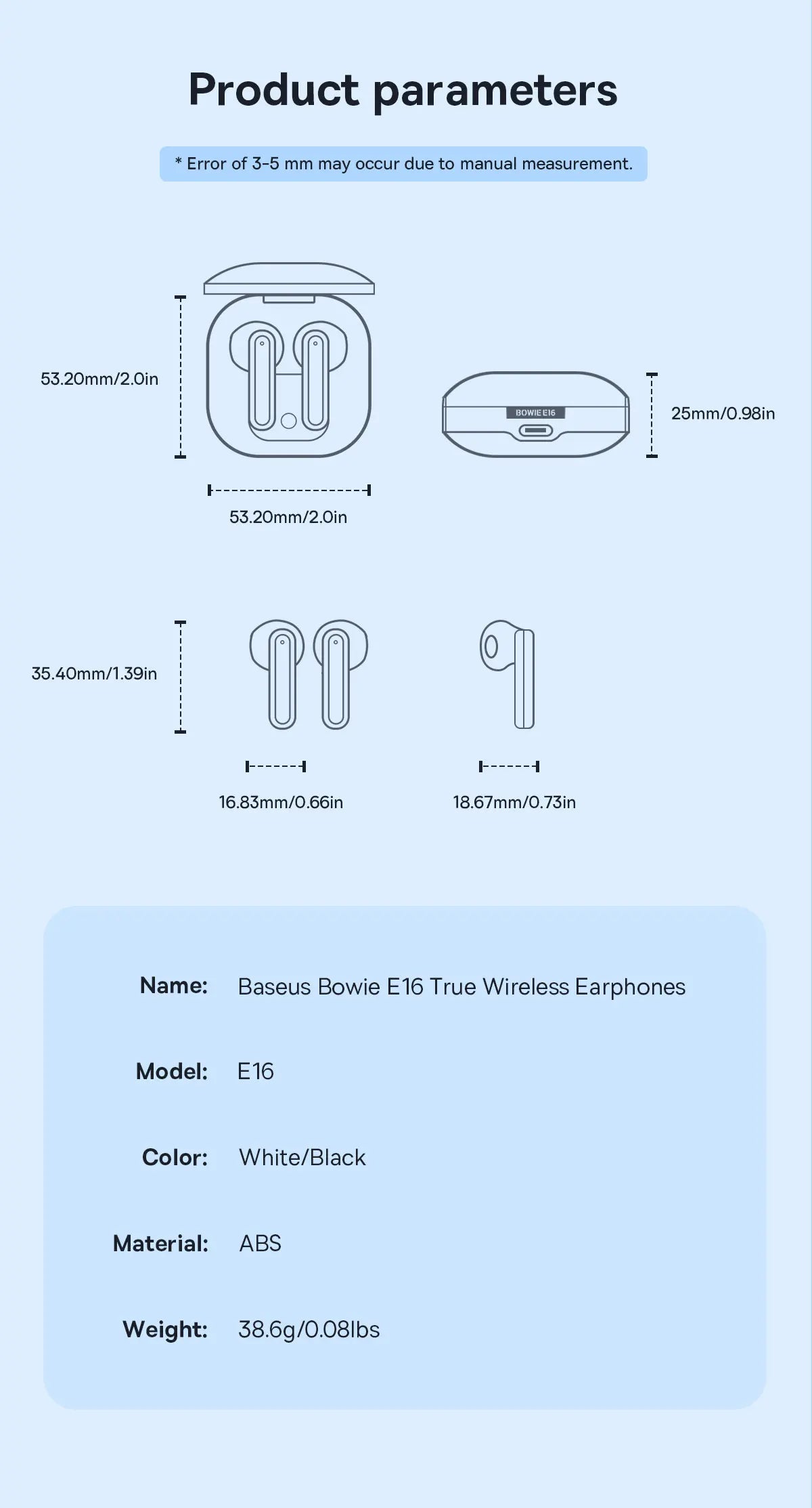 BASEUS In-Ear Wireless-Ohrhörer Bluetooth 5.3 30H Akku mit langer Lebensdauer und IPX4-Qualität