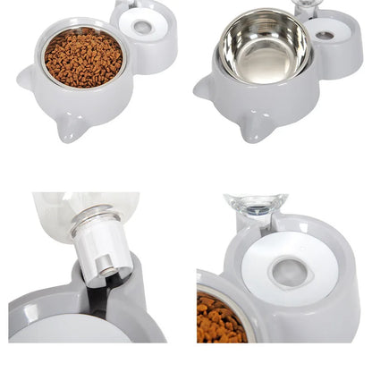 2-in-1 Cat Bowl with Automatic Water Dispenser