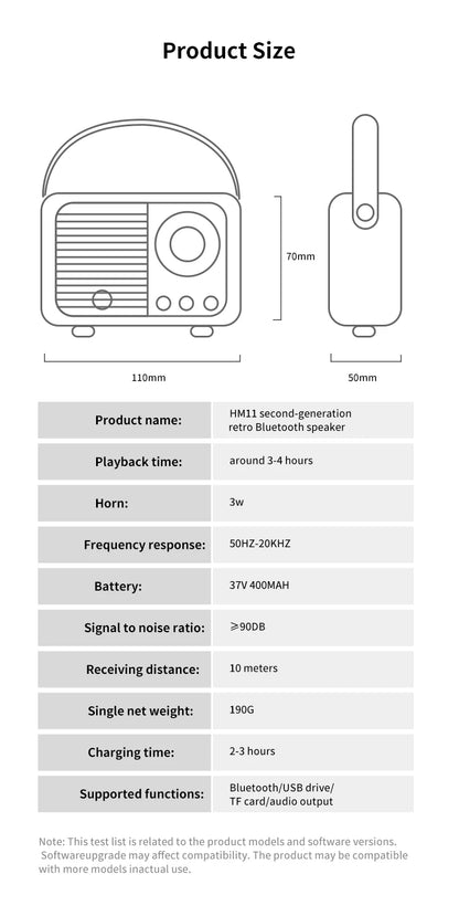 HM11 Portable Bluetooth Speaker Wireless Bass Subwoofer Waterproof