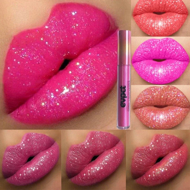 Wasserfester Lipgloss mit Diamantschimmer und Glitzer, 18 Farben