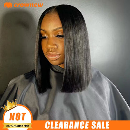 Crownew 13x4 Lace Front Wig – 100% Real Remy Brazilian Human Hair Bob Wig