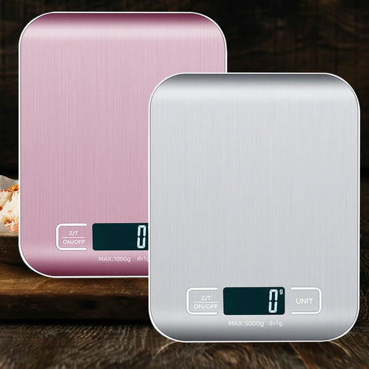 5kg/10kg Rechargeable Digital Kitchen Scale – LCD Display Stainless Steel Electronic Scales