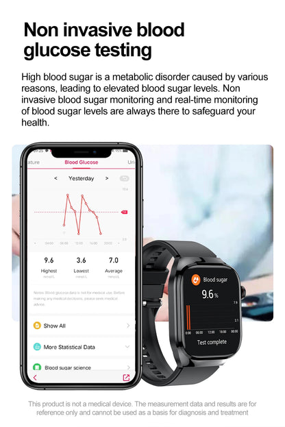 Die Uric Acid Smart Watch überwacht Blutzucker, Harnsäure, Blutdruck und unterstützt Bluetooth-Anrufe für Gesundheit und Konnektivität.