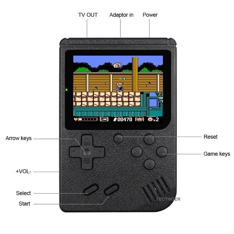 8-Bit Klassische Videospielkonsole Eingebaute 500 Spiele Retro Portable