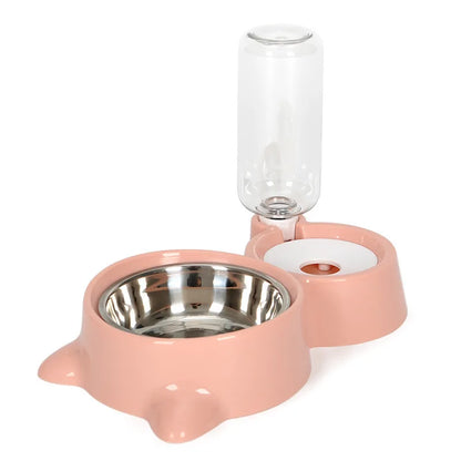 2-in-1 Cat Bowl with Automatic Water Dispenser