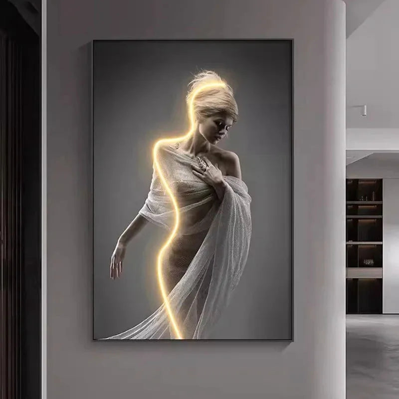 Moderne Kunst Charakter Leuchtende Innen Malerei LED Wand Lampe Für Eingang Wohnzimmer Esszimmer Schlafzimmer Nacht Dekoration