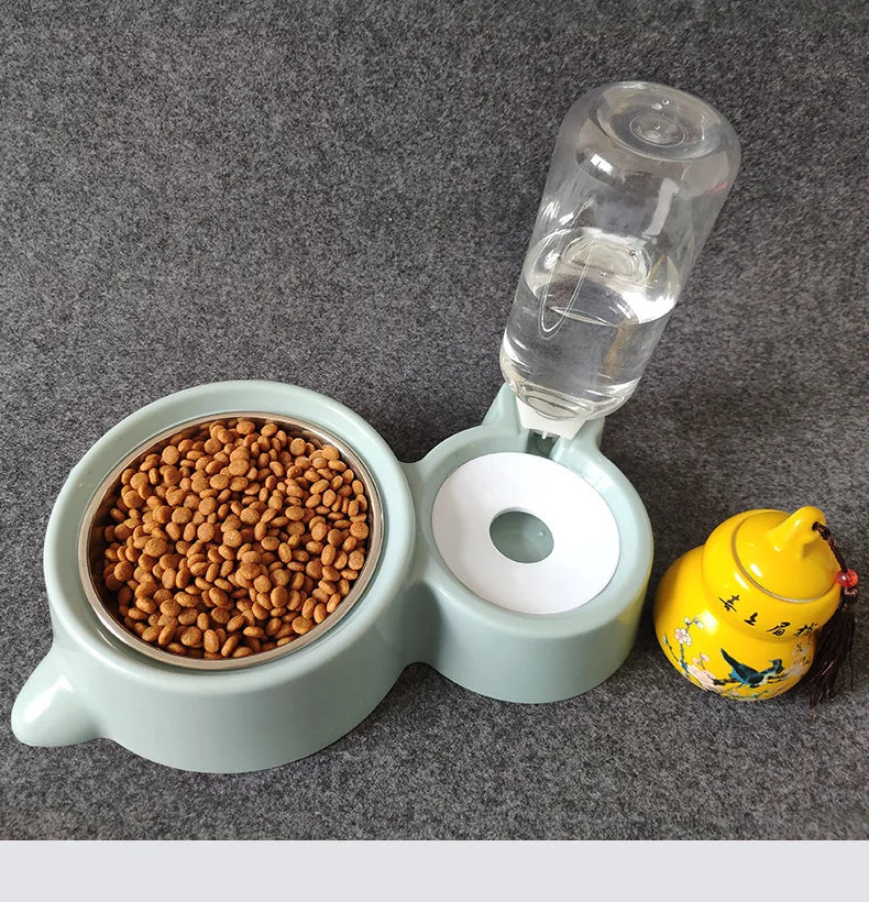 2-in-1 Cat Bowl with Automatic Water Dispenser