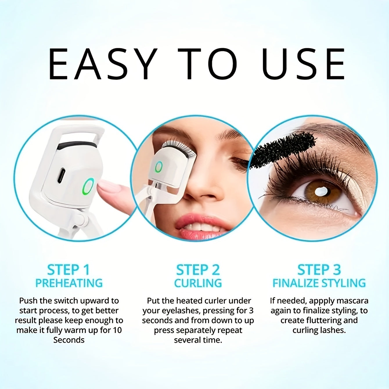 1pc ABS Electric Eyelash Curler