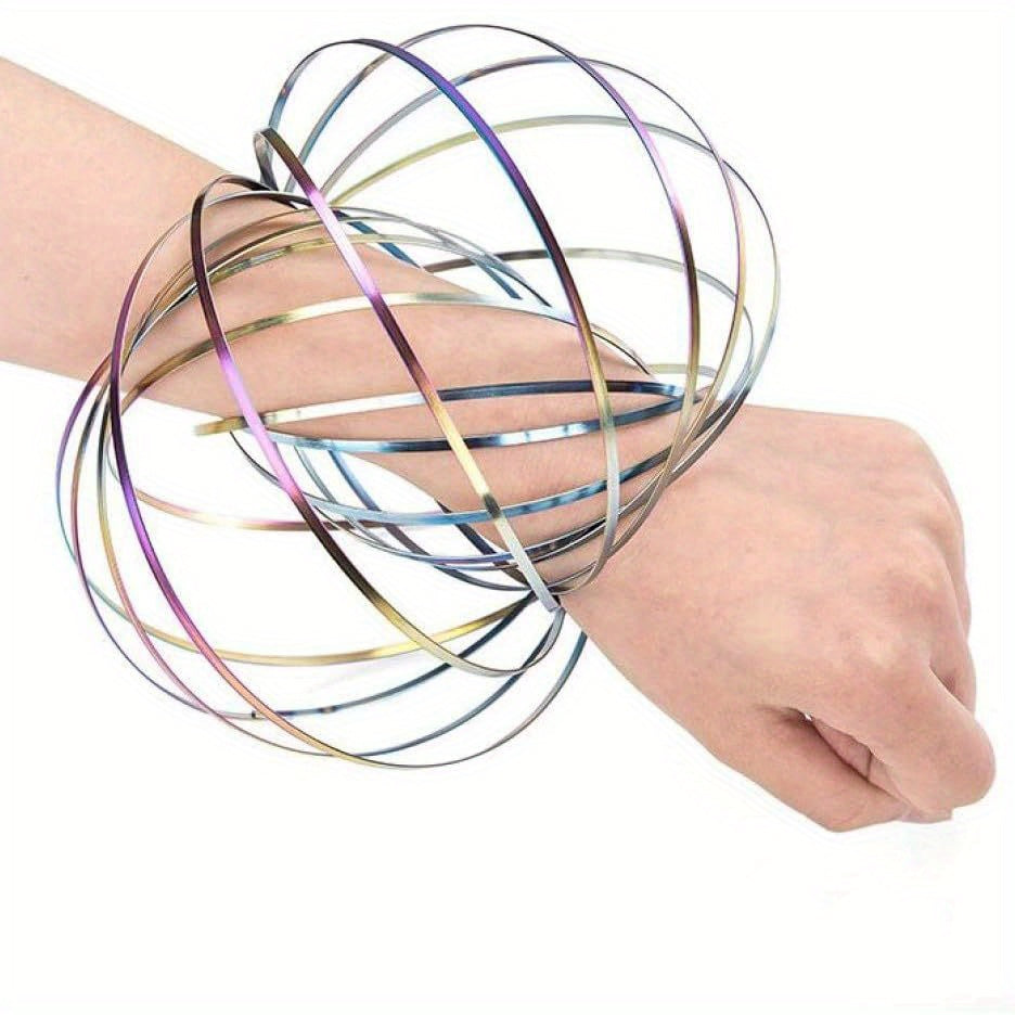 1pc Stainless Steel Firm Flow Ring Magic Bracelet Colourful Toy For Stress Relief Kinetic Science Educational Spring Ring Multi-Sensory Interactive Cool Party Dance Prop Gift For Friends Short Video