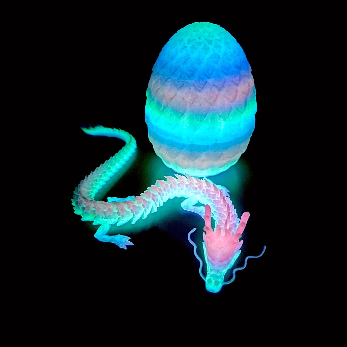 Two-piece Set of Luminous Rainbow 3D Printed Dragon Eggs and Little Dragons - Collectible Animal Statues, Desktop Decoration Finger Toys, Perfect Gifts for Halloween and Christmas, Perfect for Room Decor