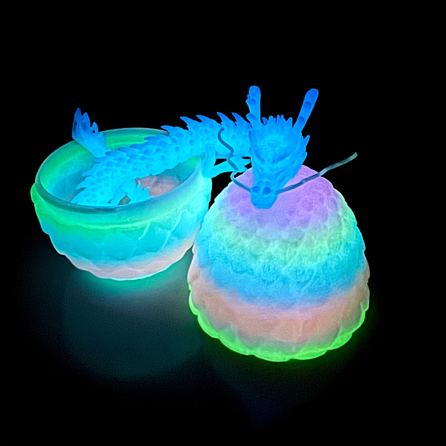 Two-piece Set of Luminous Rainbow 3D Printed Dragon Eggs and Little Dragons - Collectible Animal Statues, Desktop Decoration Finger Toys, Perfect Gifts for Halloween and Christmas, Perfect for Room Decor