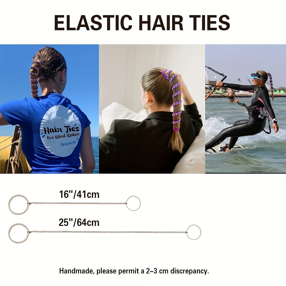 3pcs Women'S Long Hair Ties, Elastic Braided Hair Bands